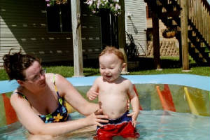 Jen and Matt in the pool